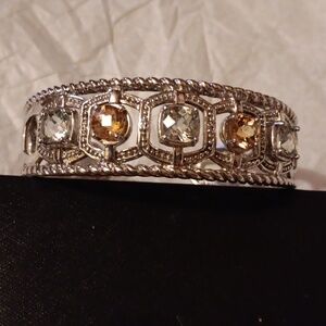 NWB GREEN AMETHYST & HONEY QUARTZ SILVER BRACELET